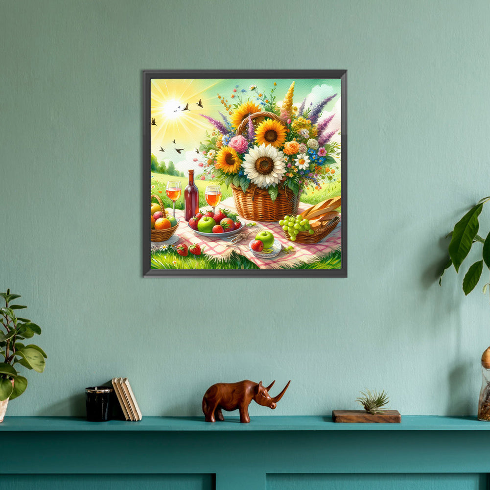 Spring Outdoor Flowers And Fruits - Full Round Drill Diamond Painting 30*30CM
