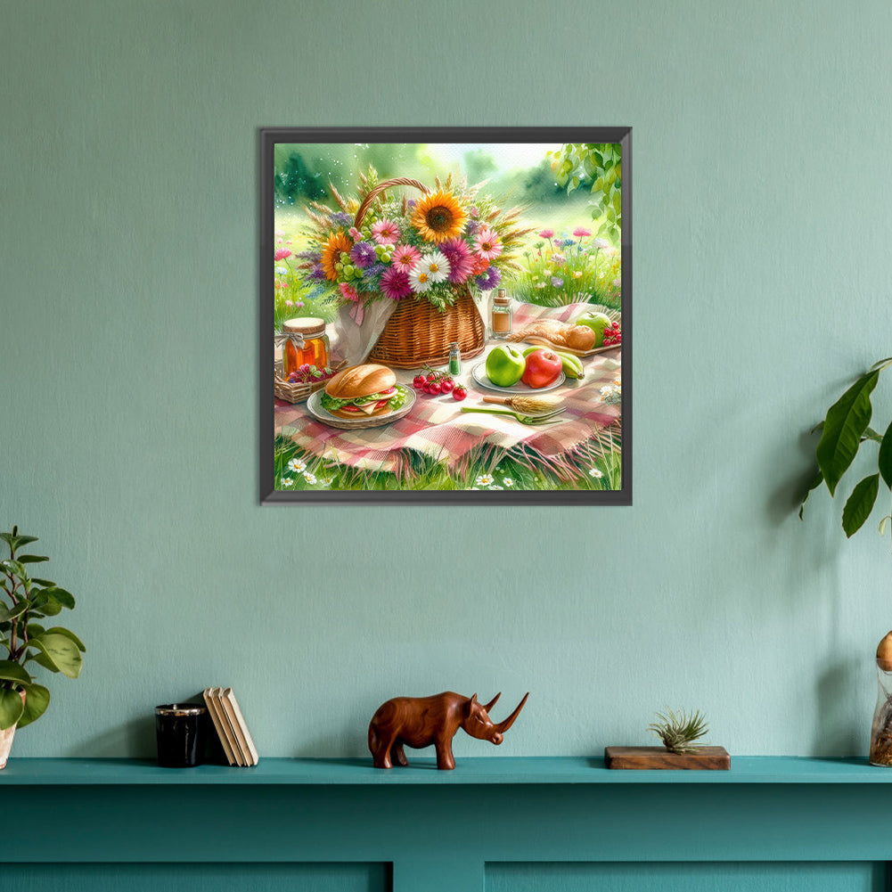 Spring Outdoor Flowers And Fruits - Full Round Drill Diamond Painting 30*30CM