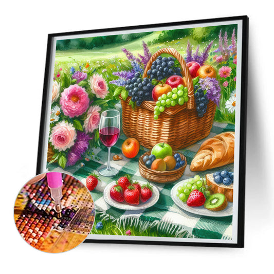 Spring Outdoor Flowers And Fruits - Full Round Drill Diamond Painting 30*30CM