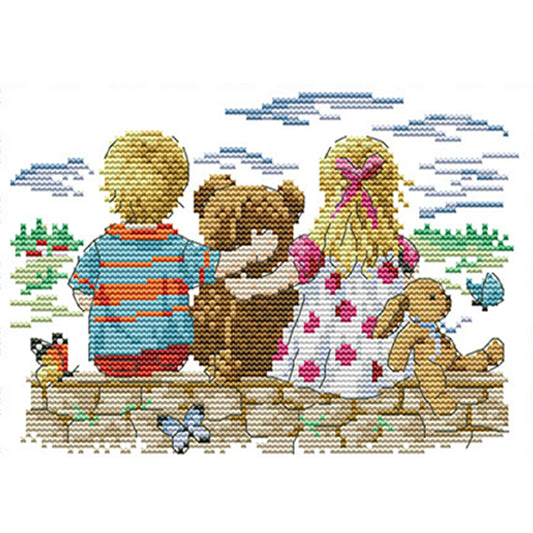 Child'S Dream - 14CT Stamped Cross Stitch 27*19CM(Joy Sunday)