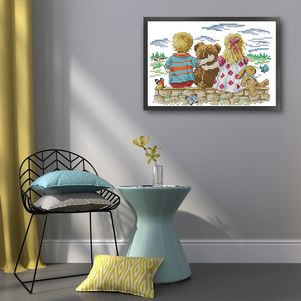 Child'S Dream - 14CT Stamped Cross Stitch 27*19CM(Joy Sunday)