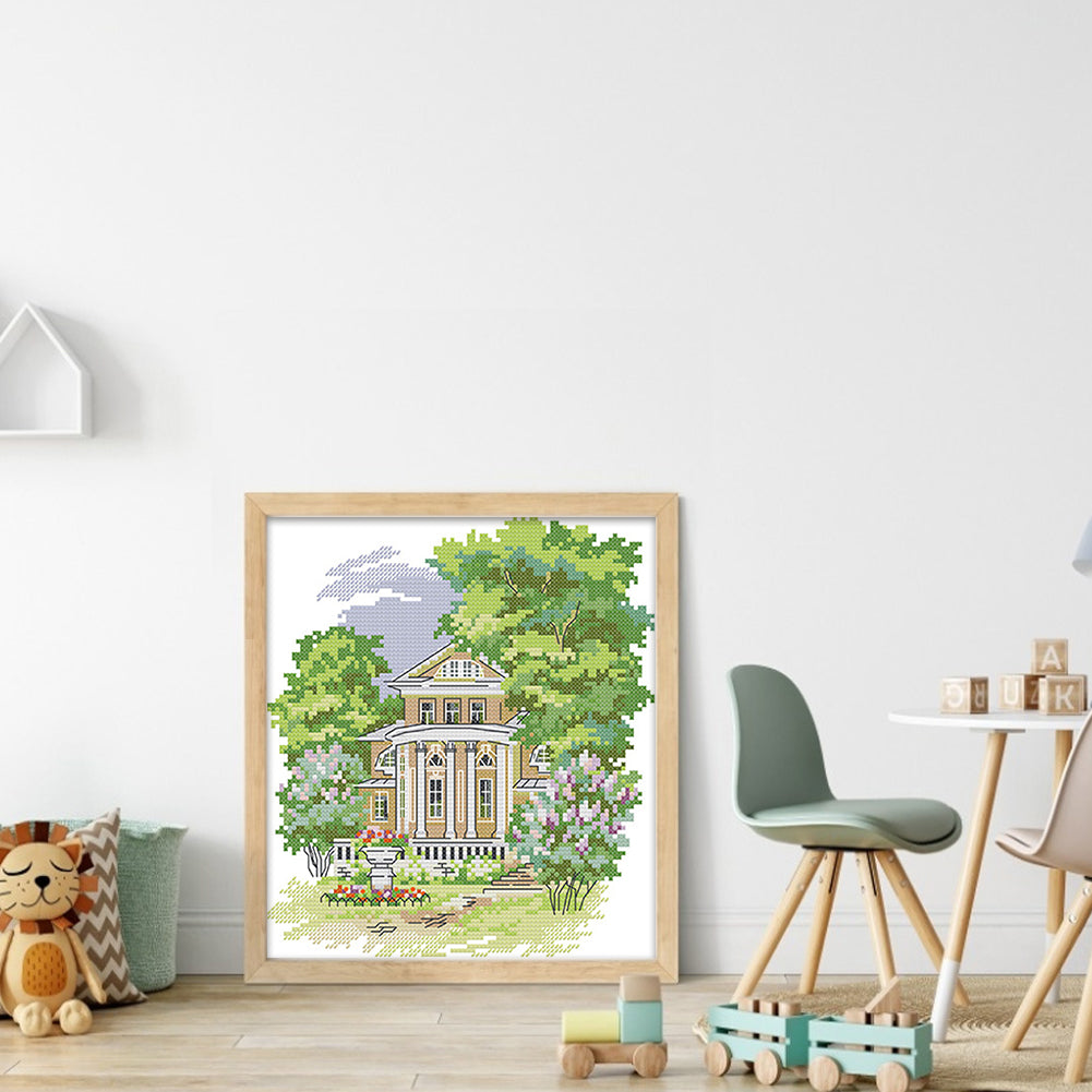 Secluded Manor - 14CT Stamped Cross Stitch 22*26CM(Joy Sunday)