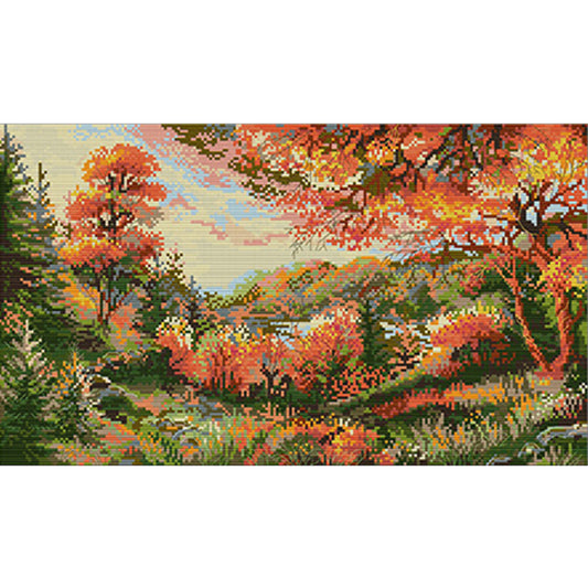 Autumn Scenery - 14CT Stamped Cross Stitch 48*30CM(Joy Sunday)