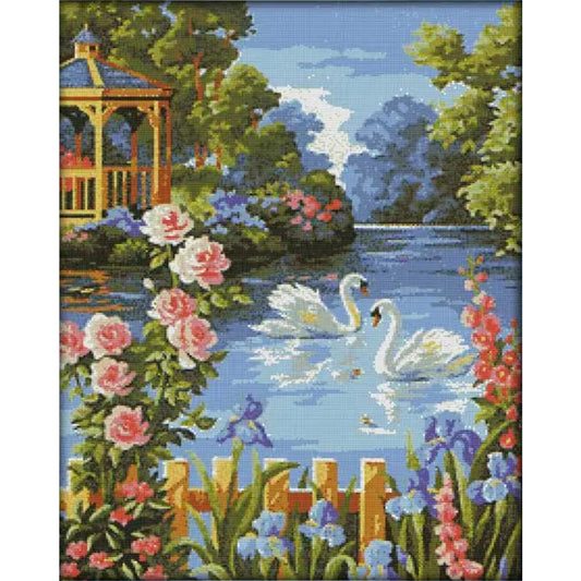 Swan Lake(3) - 14CT Stamped Cross Stitch 48*60CM(Joy Sunday)