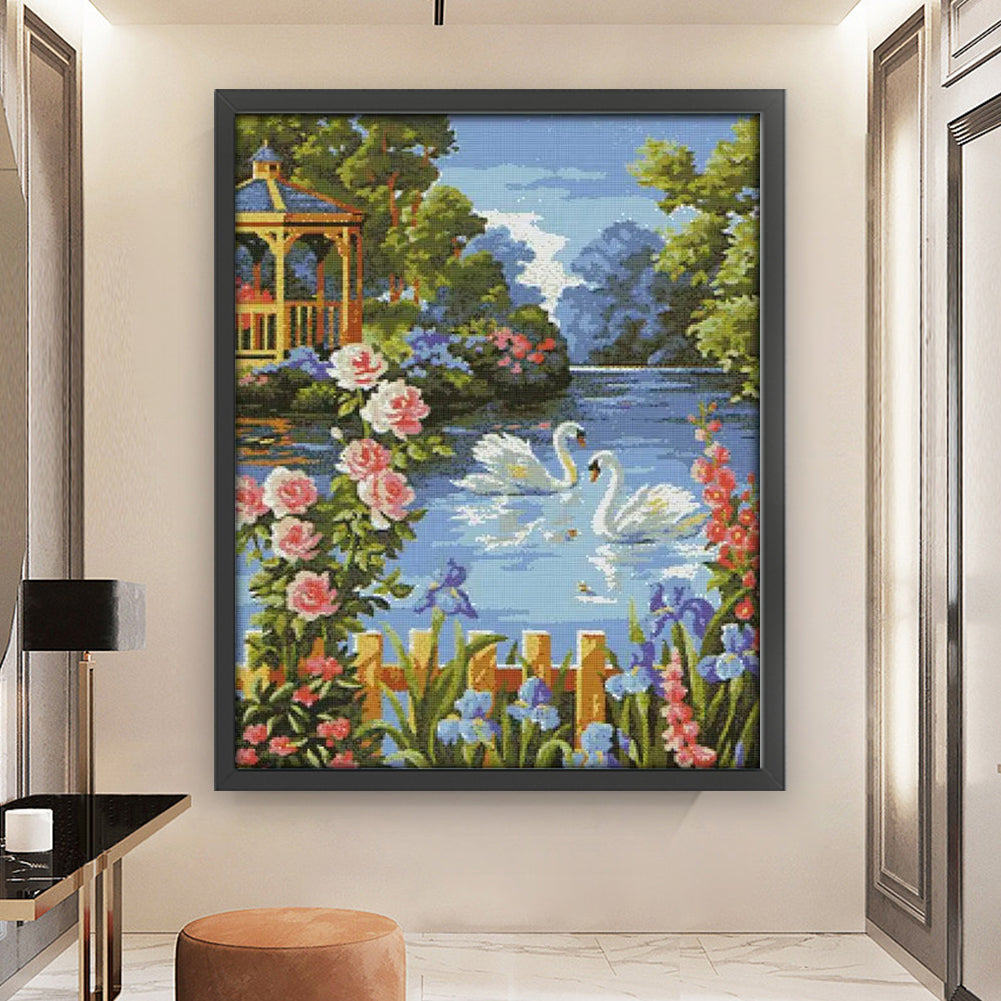 Swan Lake(3) - 14CT Stamped Cross Stitch 48*60CM(Joy Sunday)