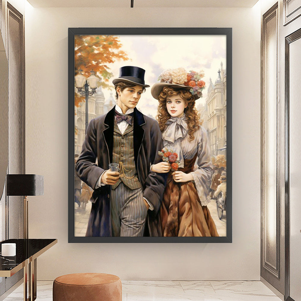 Retro Lady Woman - 11CT Stamped Cross Stitch 50*65CM