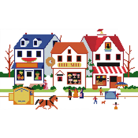 Summer Market - 14CT Stamped Cross Stitch 40*26CM(Joy Sunday)