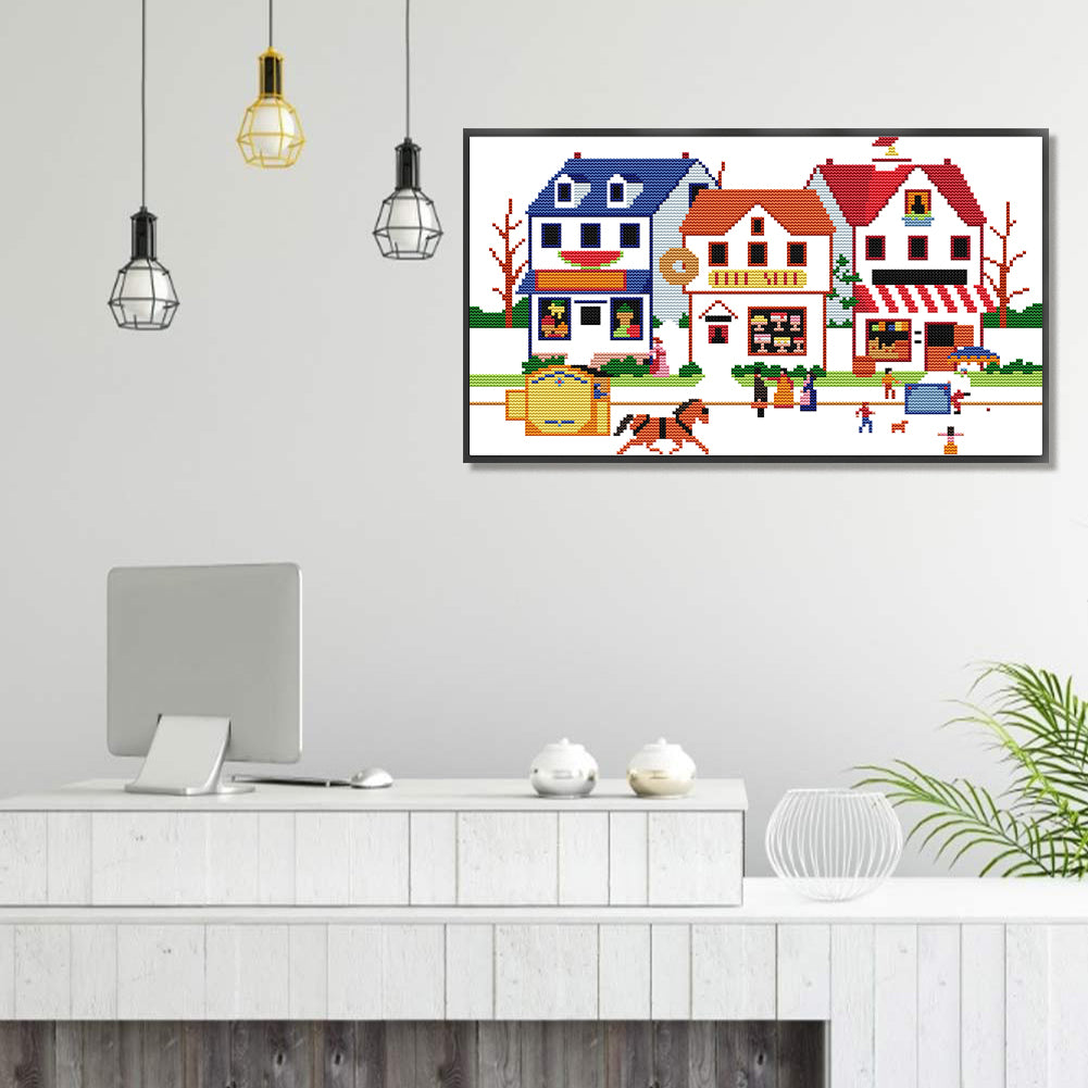 Summer Market - 14CT Stamped Cross Stitch 40*26CM(Joy Sunday)