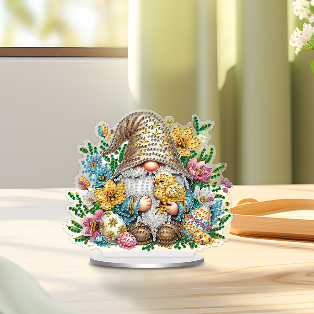 Single-Side Special Shape Spring Gnome Desktop Diamond Art Kits for Home Decor