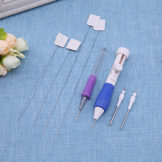 Punch Needle Set 3 Needles 2 Threaders Craft Tool for Embroidery DIY(A+B)