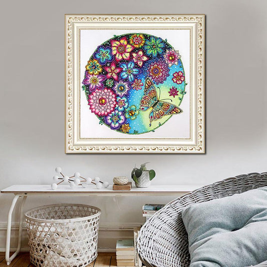 Flower Butterfly - Special Shaped Drill Diamond Painting 30*30CM