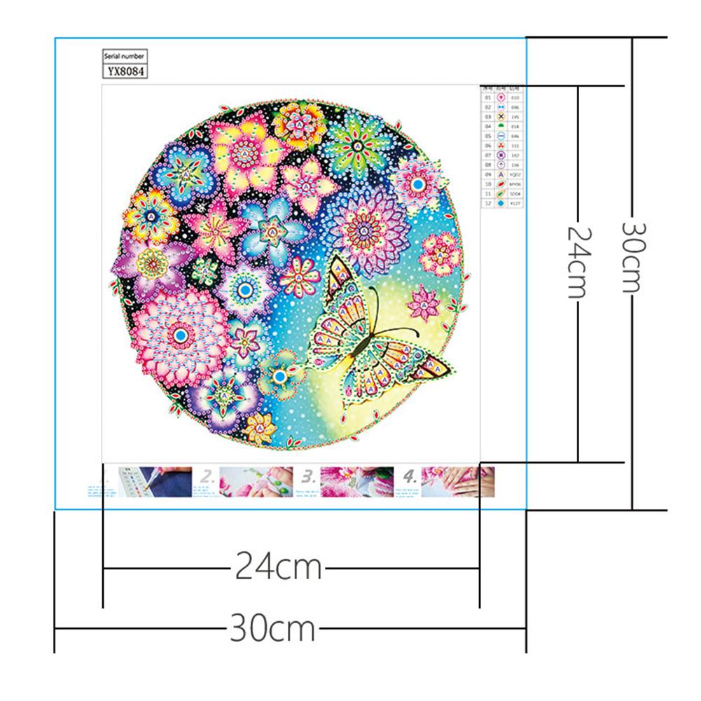 Flower Butterfly - Special Shaped Drill Diamond Painting 30*30CM