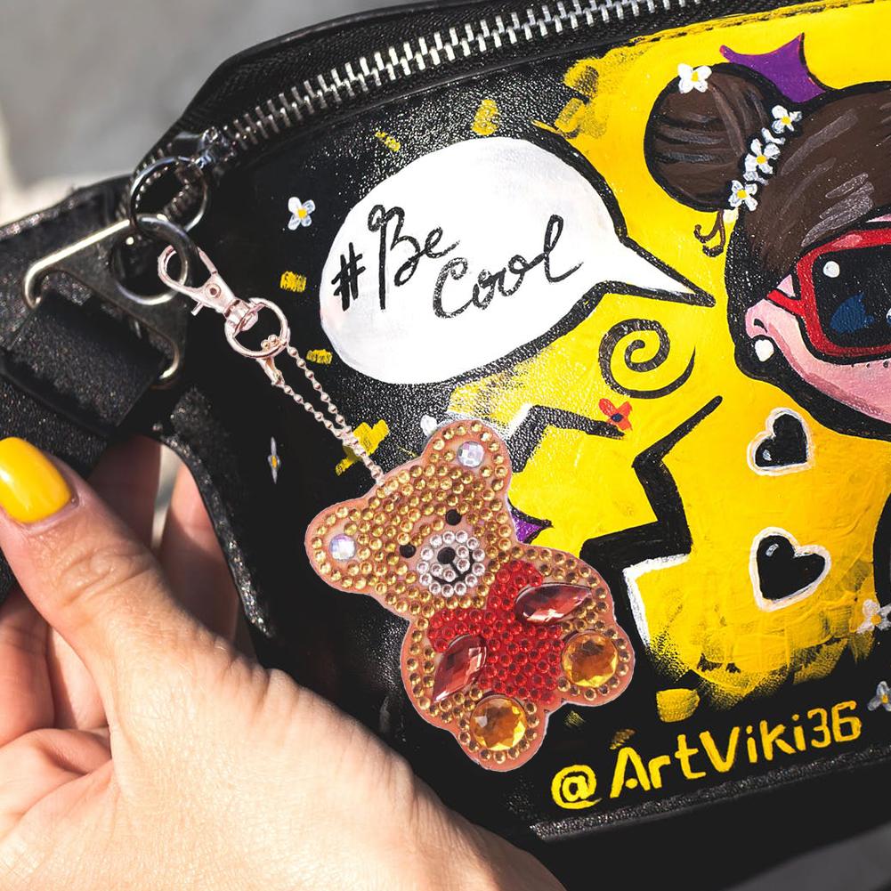 4pcs DIY Full Drill Special Shaped Diamond Painting Bear Keychain Pendants