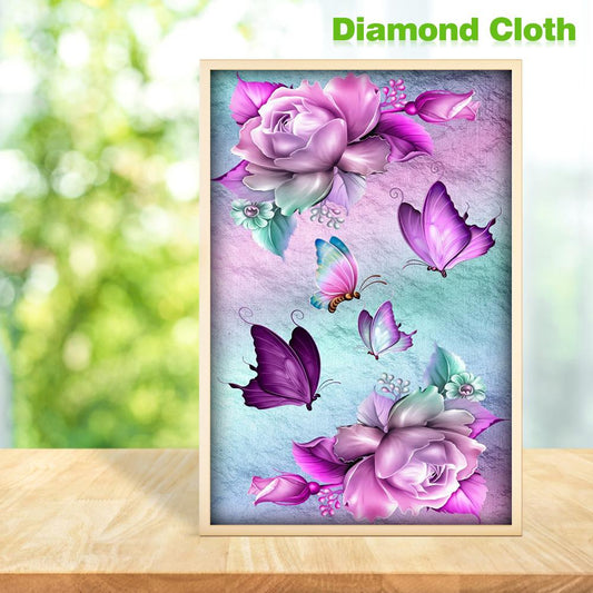 Flower Butterfly - Full Round Drill Diamond Painting 30*48CM