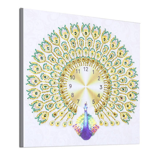 Peafowl Clock - Special Shaped Drill Diamond Painting 35X35CM