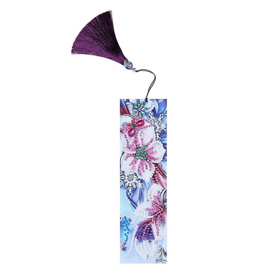 DIY Flower Special Shaped Diamond Painting Leather Tassel Bookmark Crafts