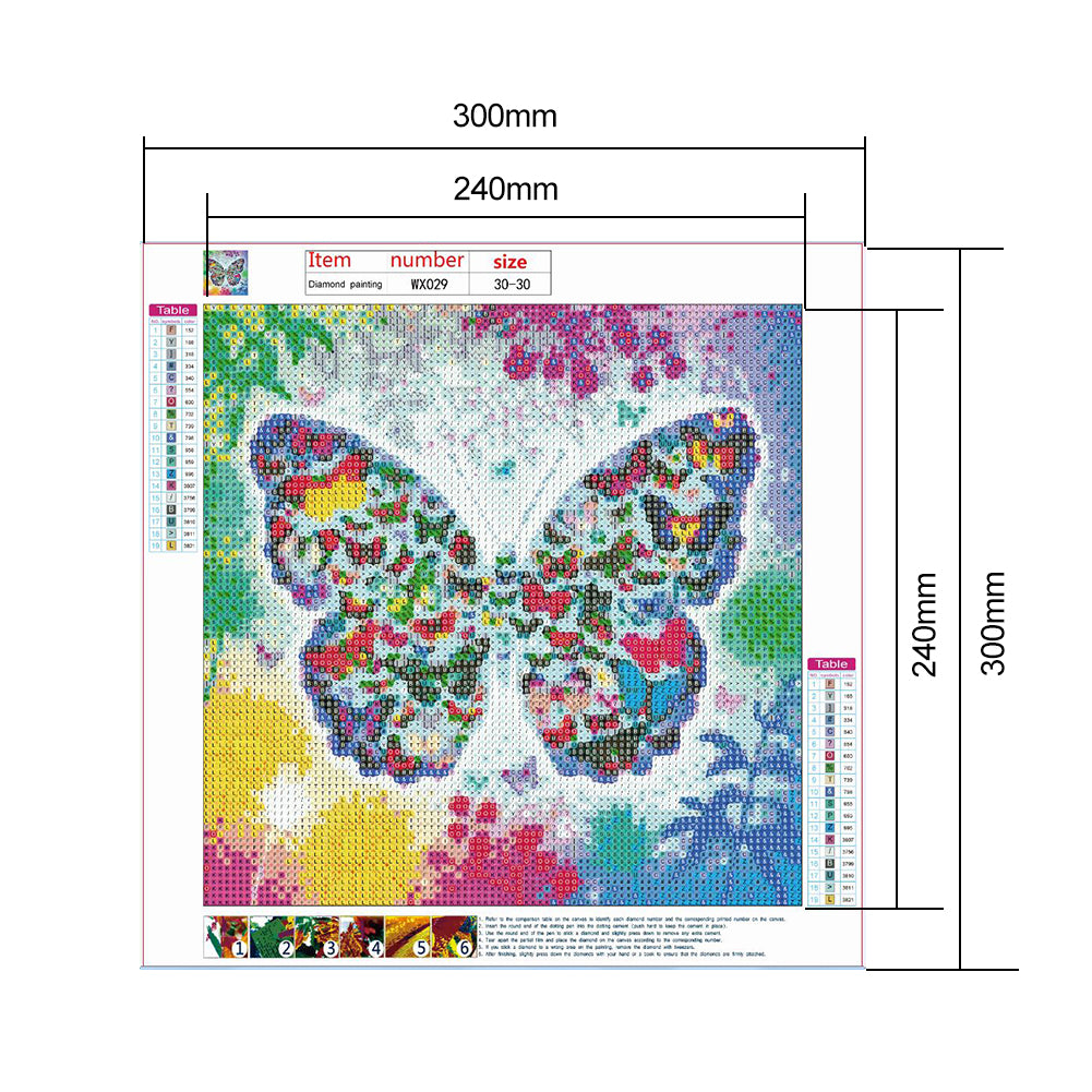 Butterfly - Full Round Drill Diamond Painting 30*30CM
