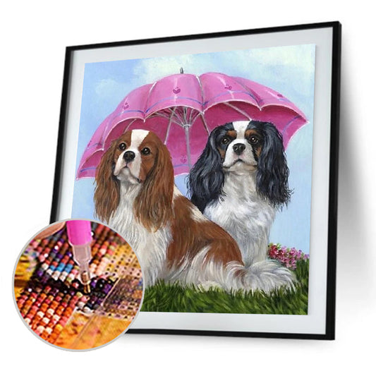 Umbrella Dogs - Full Round Drill Diamond Painting 40*40CM