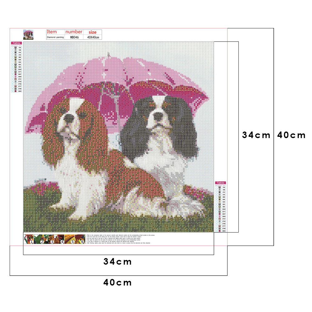 Umbrella Dogs - Full Round Drill Diamond Painting 40*40CM