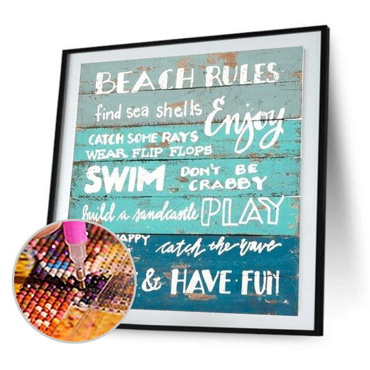 Beach Rules - Full Round Drill Diamond Painting 30*30CM