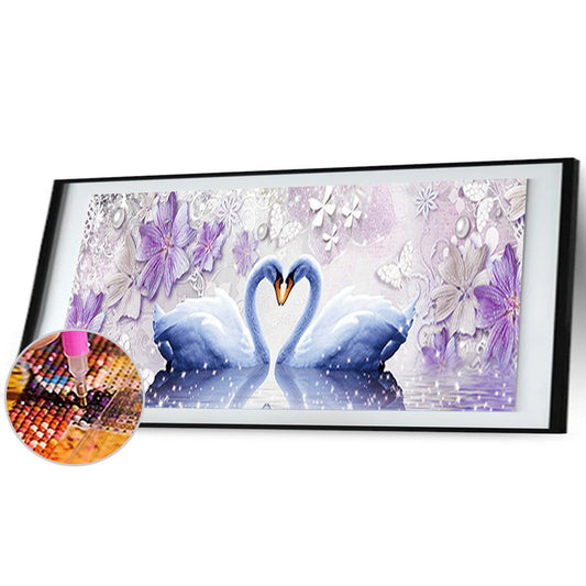 Swan Love - Full Round Drill Diamond Painting 80*30CM