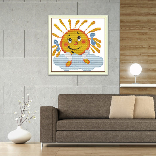 Sun - 14CT Stamped Cross Stitch 19*19CM