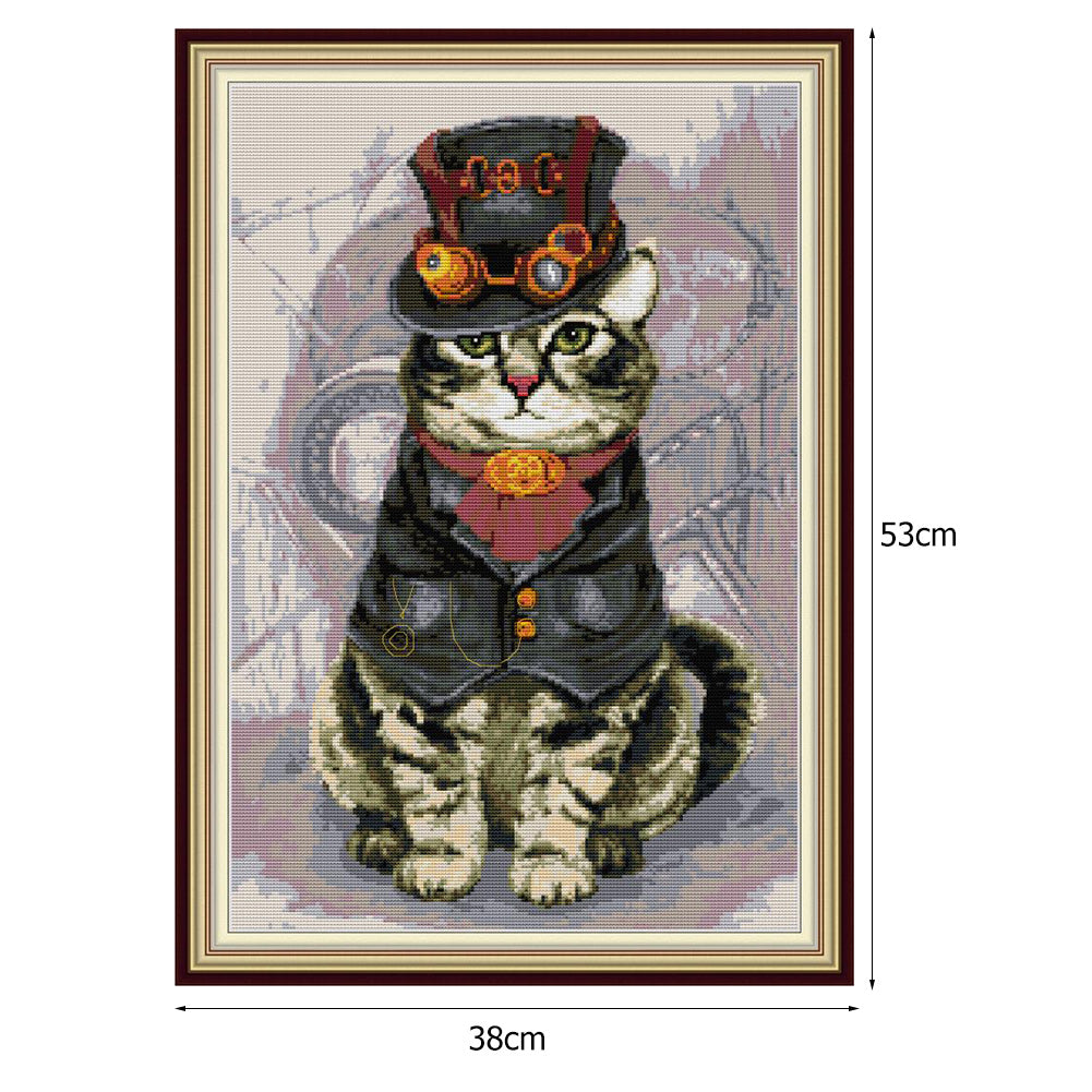 Mighty Cat - 38*53CM Stamped Cross Stitch 38*53CM