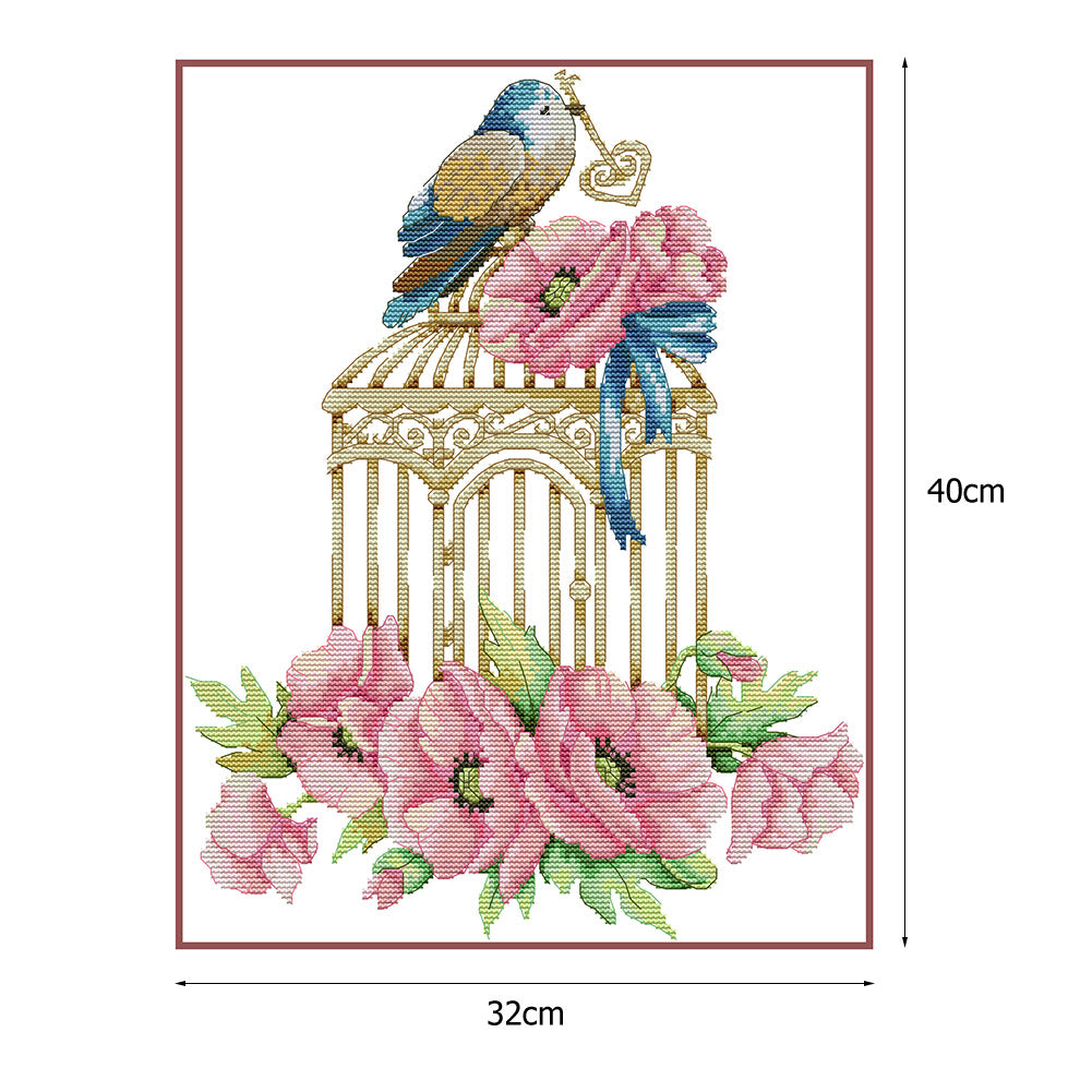 Birdcage - 14CT Stamped Cross Stitch 32*40CM