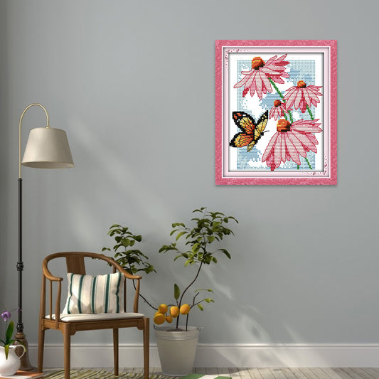Flowers - 14CT Stamped Cross Stitch 19*17CM