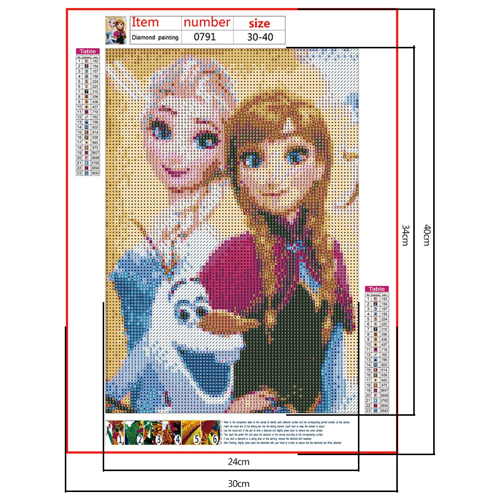 Frozen Figure - Full Round Drill Diamond Painting 30*40CM
