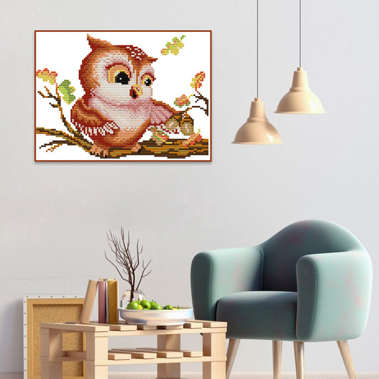 Owl - 14CT Stamped Cross Stitch 27*19CM