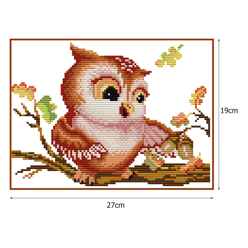 Owl - 14CT Stamped Cross Stitch 27*19CM