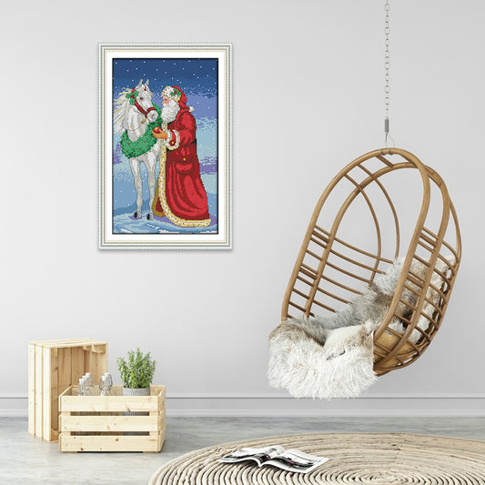 Santa Claus Horse - 14CT Stamped Cross Stitch 27*41CM