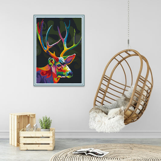 Colorful Deer - 14CT Stamped Cross Stitch 39*52CM