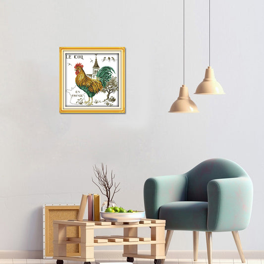 Rooster - 14CT Stamped Cross Stitch 28*28CM