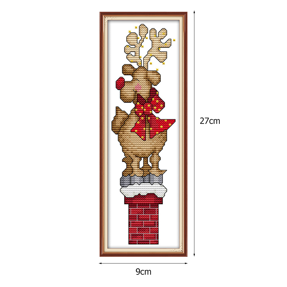 Christmas Deer - 14CT Stamped Cross Stitch 9*27CM