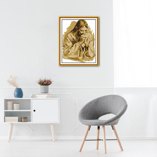 Jesus Pray - 14CT Stamped Cross Stitch 32*27CM