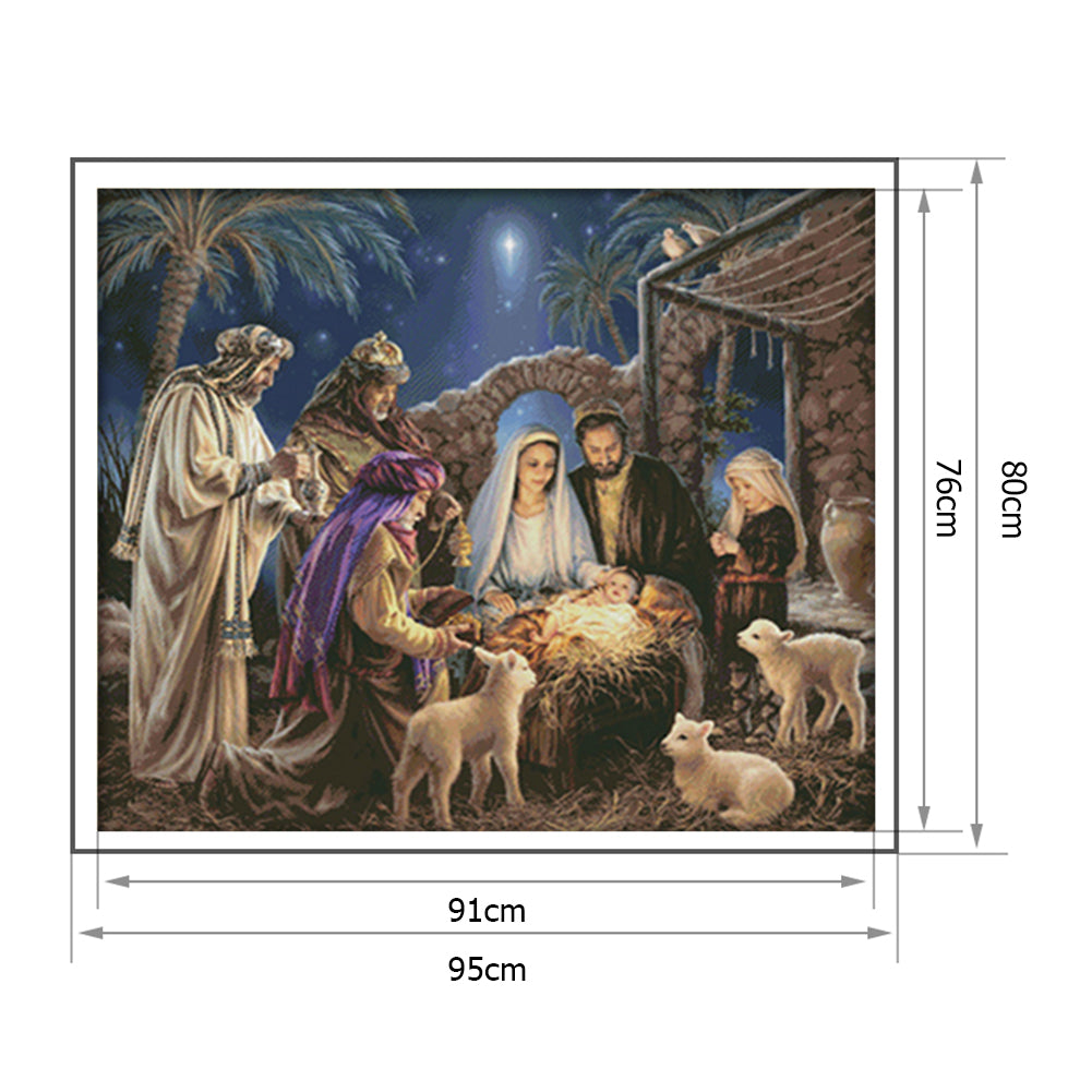 Jesus Birth - 14CT Stamped Cross Stitch 95*80CM