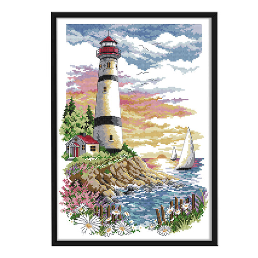 Lighthouse - 14CT Stamped Cross Stitch 30*40CM