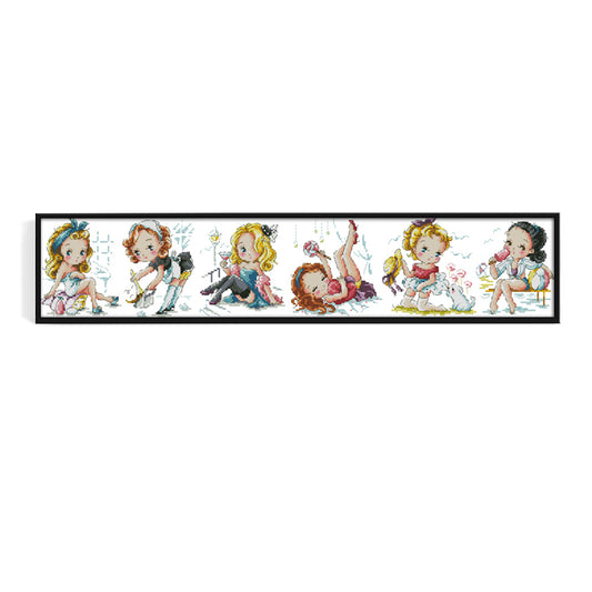 Variety Girl - 14CT Stamped Cross Stitch 70*16CM