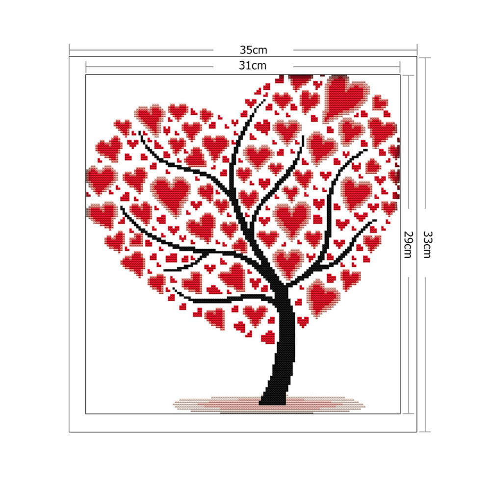 Heart Tree- 14CT Stamped Cross Stitch 35*33CM