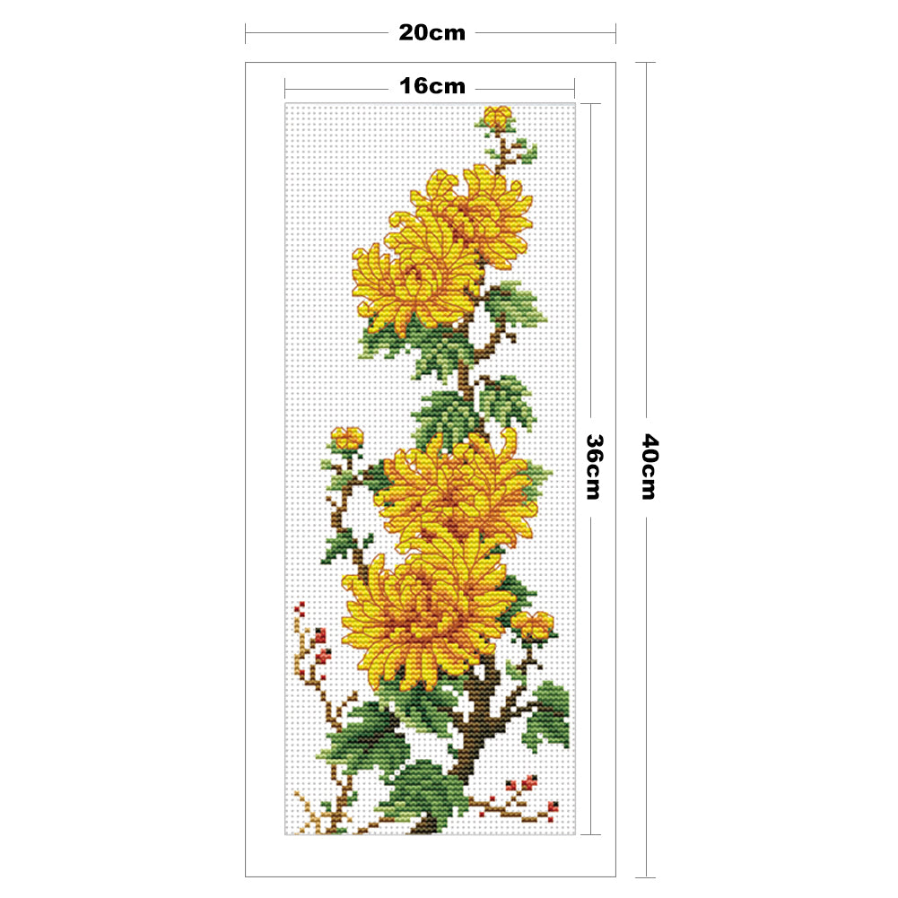 Chrysanthemum- 11CT Stamped Cross Stitch 20*40CM