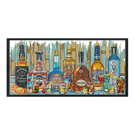 Wine - 14CT Stamped Cross Stitch 77*36CM