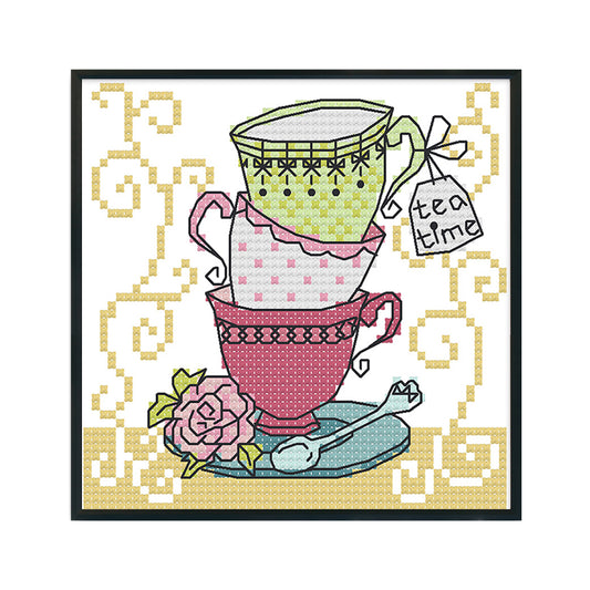 Teacup - 14CT Stamped Cross Stitch 15*14CM