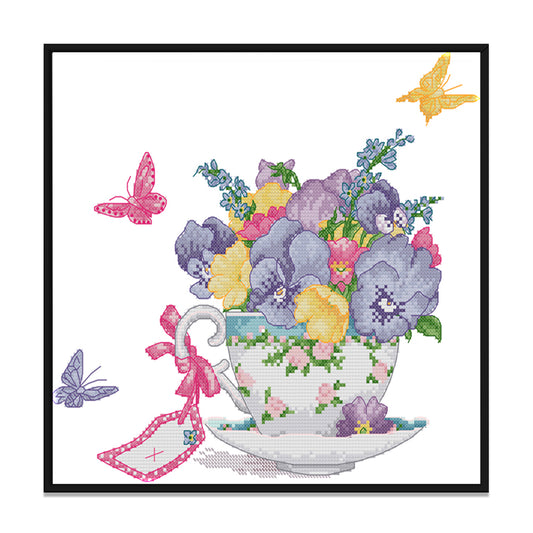 Flowers - 14CT Stamped Cross Stitch 34*31CM