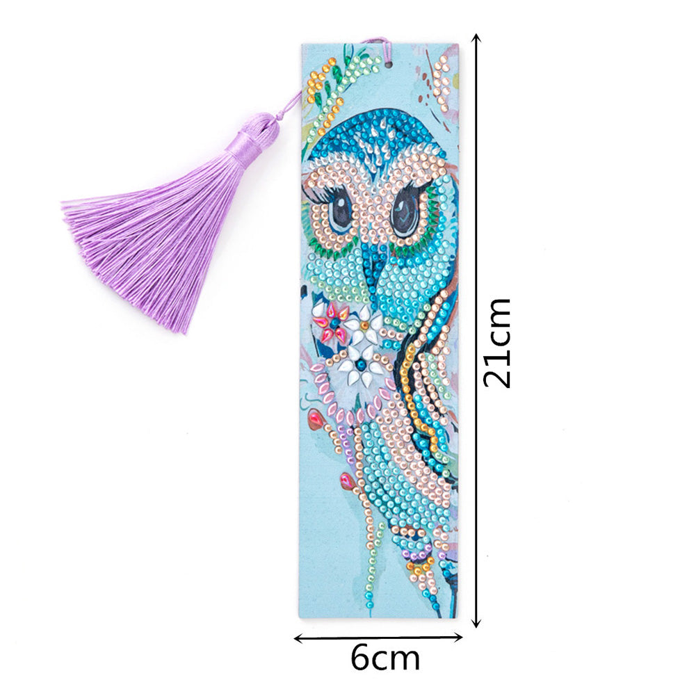 Special Shaped 5D DIY Cartoon Tassel Leather Art Diamond Painting Bookmark