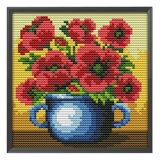 Flowers - 14CT Stamped Cross Stitch 16*16CM