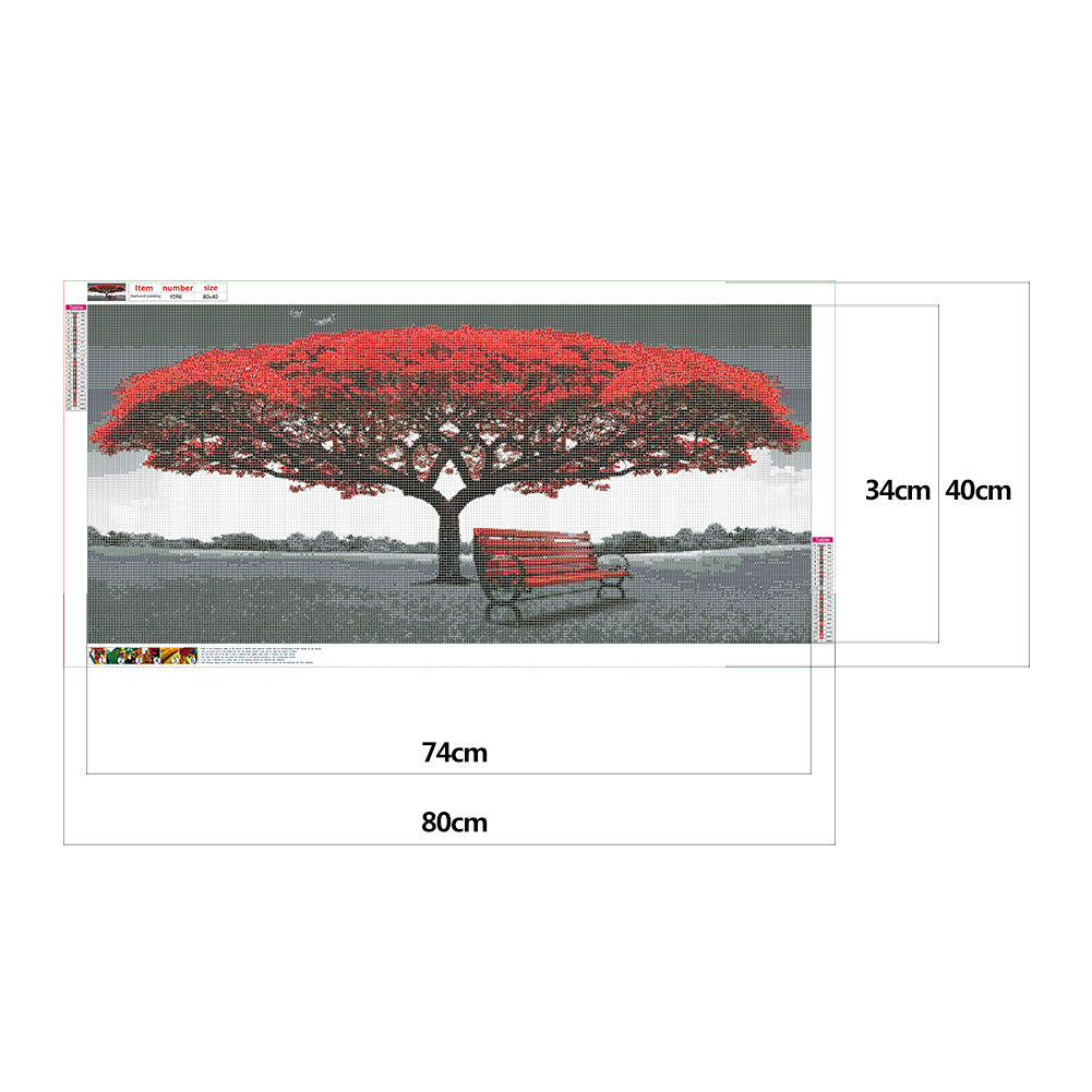 Red Tree - Full Round Drill Diamond Painting 80*40CM