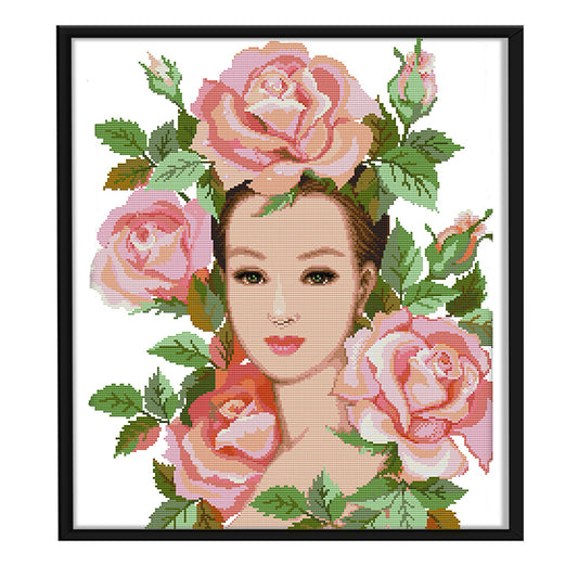Beauty - 14CT Stamped Cross Stitch 44*53CM