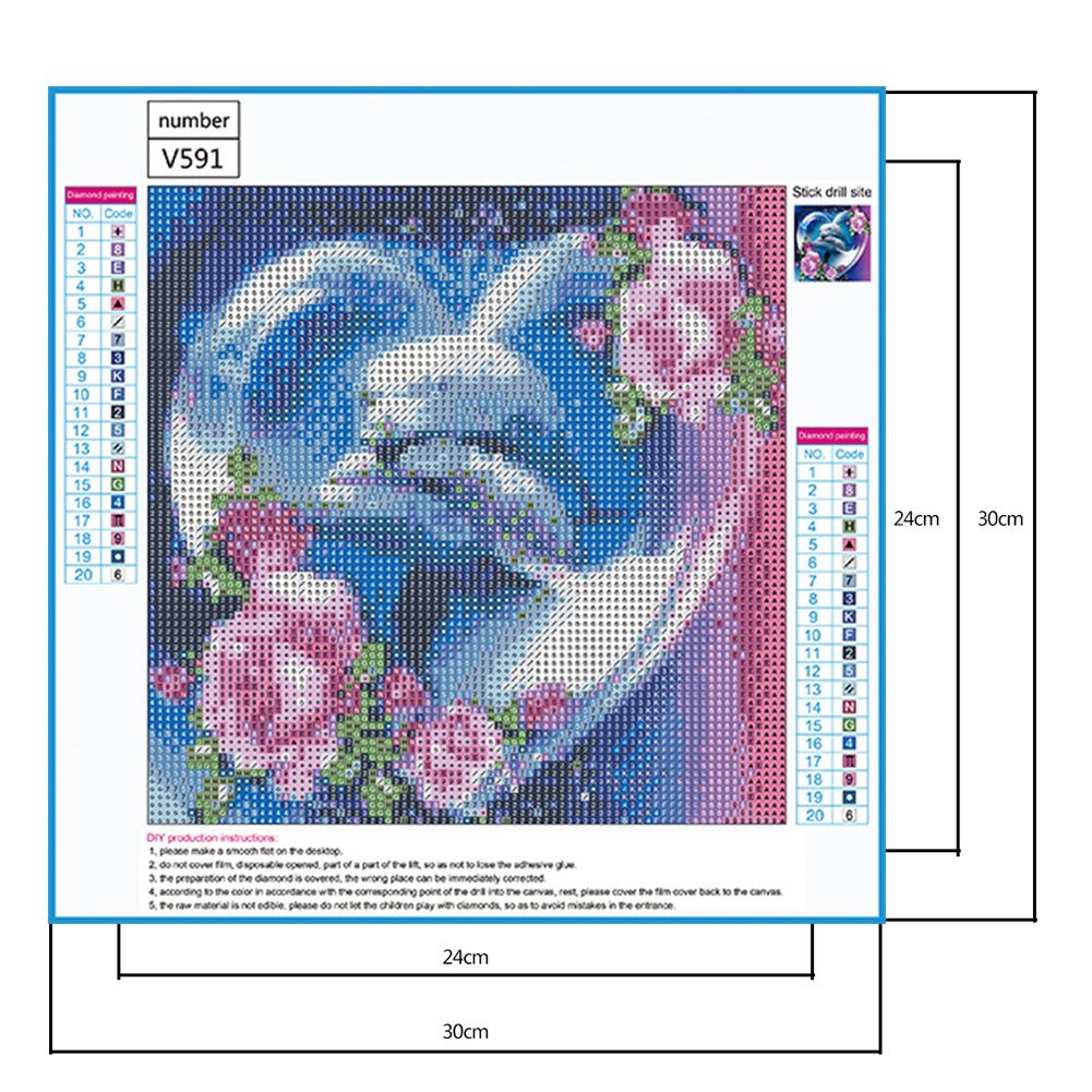 Couple Dolphins - Full Round Drill Diamond Painting 30*30CM